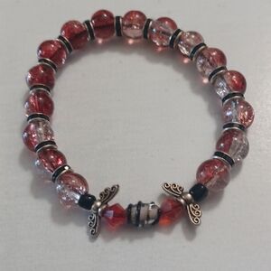 Elegant Red and Silver Beaded Bracelet
